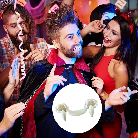 Vampire Retractable Zombie Fangs, Halloween Creepy Reusable Plastic Adult Fangs - Picture 3 of 7